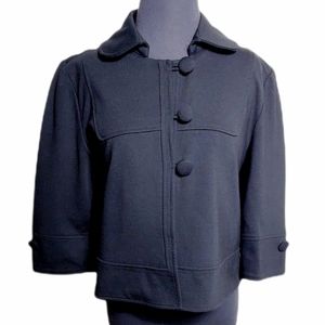 Dressbarn button closure black 3/4 sleeve crop black blazer size large